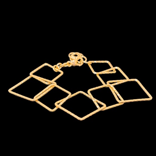 [VER0323002] Vergulde armband met open vierkantjes