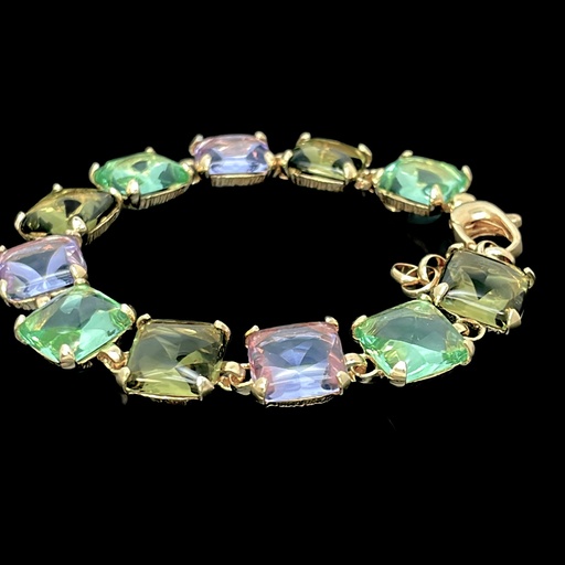 [L1023004] Vergulde kleurrijke stenen armband