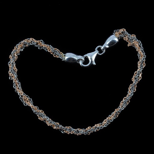 [BIZ112008] Verweven 2 kleurig armbandje, rose en grijs