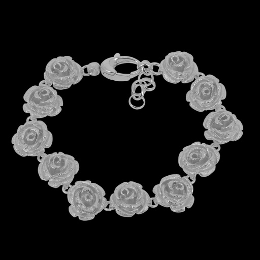 [L0624001] Zilveren bloemetjes armband