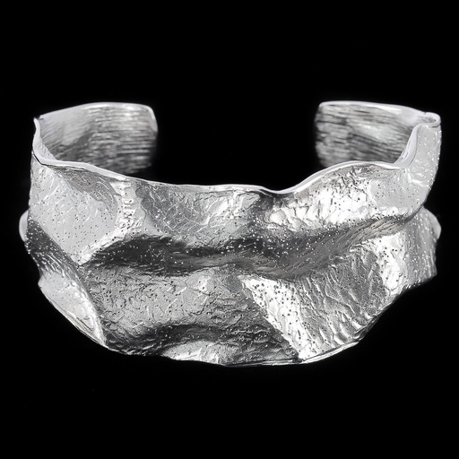 Zilveren golvende slavenarmband, mat