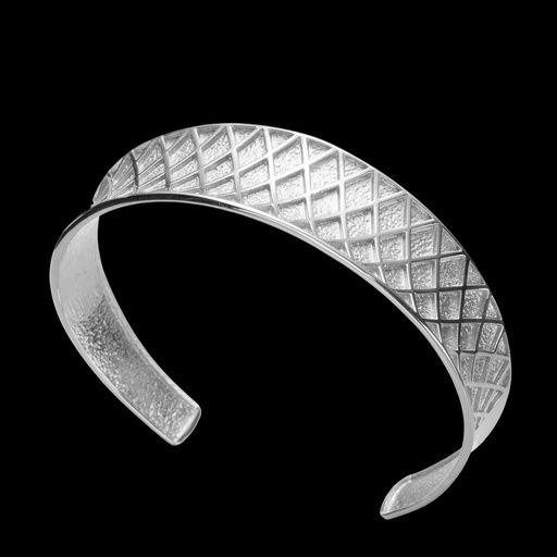 [L0223049] Zilveren ruitjes bangle