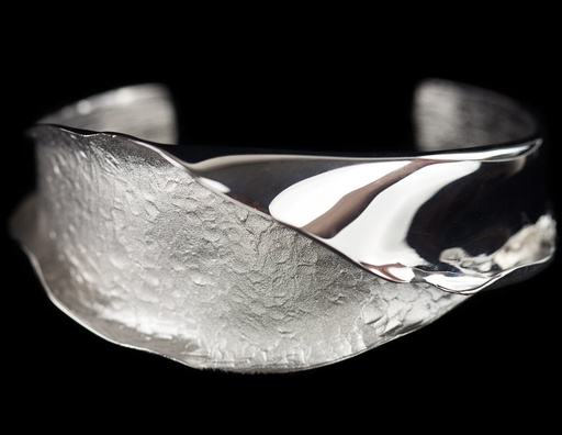 Zilveren slavenarmband mat en gepolijst 'brede versie'
