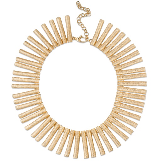 [L0624002] Brede en vergulde ketting met schitterende staafjes