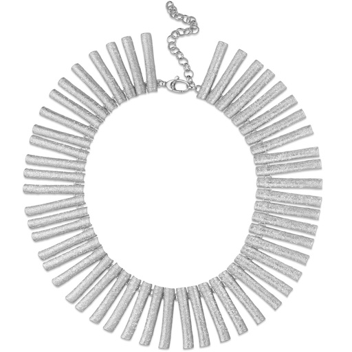 [L0624003] Brede en zilveren ketting met schitterende staafjes