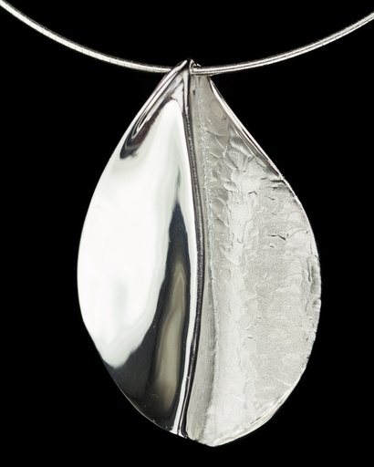 Gepolijste zilveren hanger met ketting