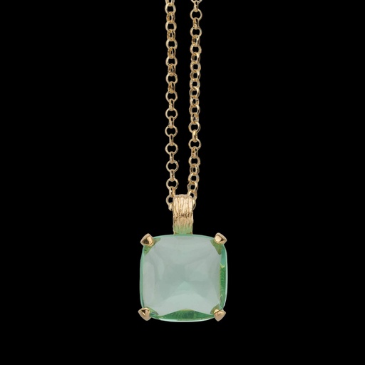 [L0323001] Groene vierkantvormige hanger met vergulde ketting
