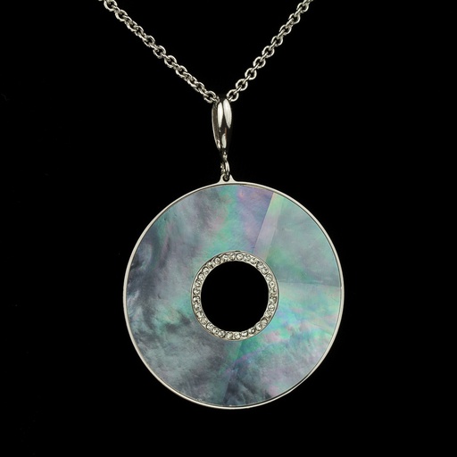 Italiaanse zilveren ketting met hanger van parelmoer