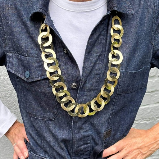 [ES0823001] Lange vergulde ketting met cirkelvormige schakels