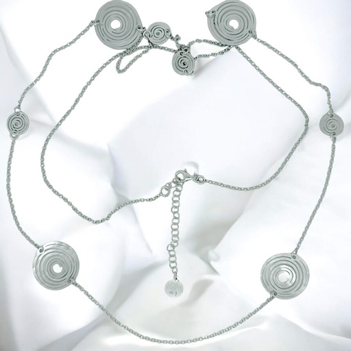 [ES0724002.70] Lange zilveren ketting met bewerkte cirkeltjes