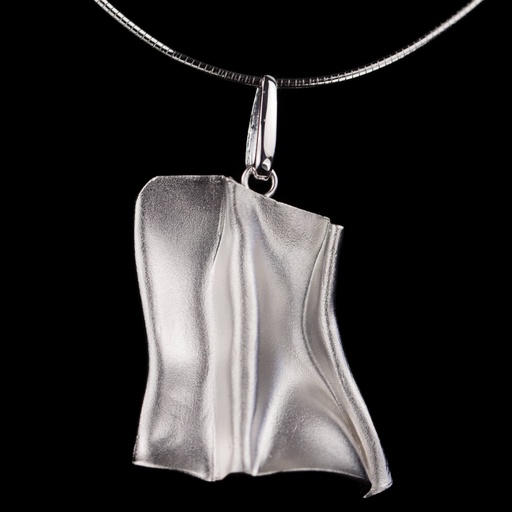 [L0319002] Mat plooiende hanger van zilver 'zonder ketting'