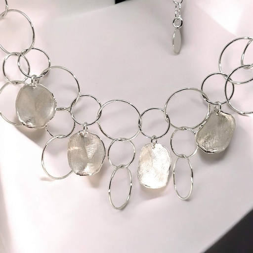 [ES0823017] Open en gesloten ronde zilveren schakelketting