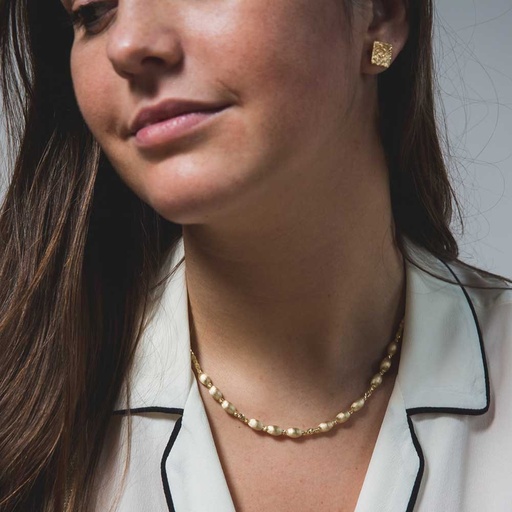 [BIZ1219002] Schitterende vergulde ketting met matte ovalen bolletjes