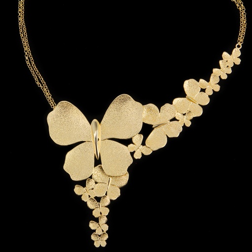 [L1021028] Verguld collier met enkele vlinders