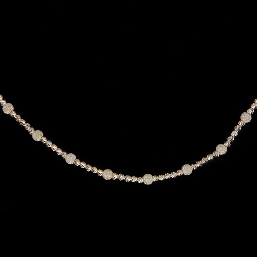 [BIZ1219004] Vergulde bolletjes ketting, mat en blinkend