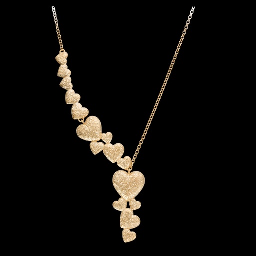 [L0223021] Vergulde ketting met meerdere hartjes