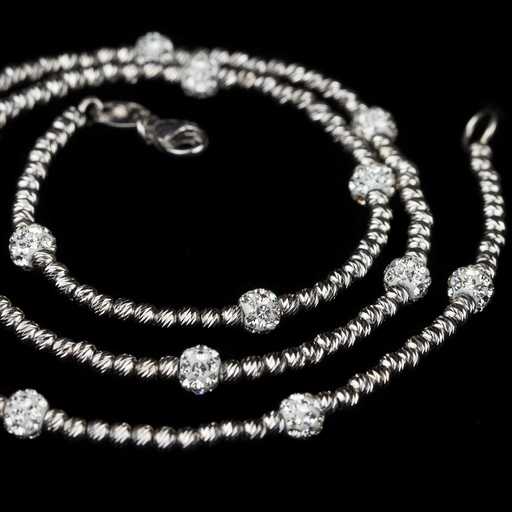 [SC0413078] Zilveren collier met steentjes van zirkonia, Italiaans desig