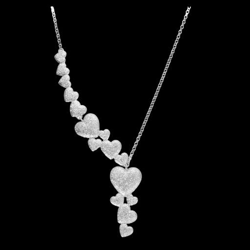 [L0223027] Zilveren ketting met meerdere hartjes