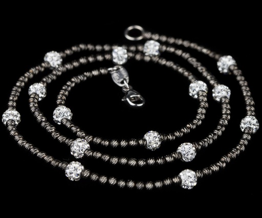 [SC0413079] Zilvergrijs collier met fonkelende steentjes, Italiaans