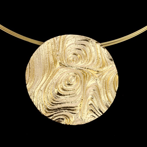 [L1021019] Bewerkte ronde hanger van verguld zilver