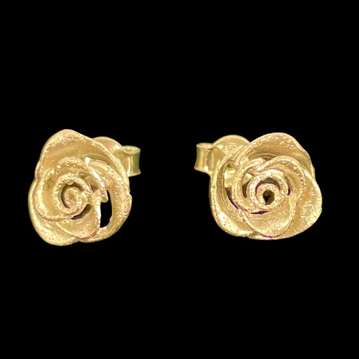 [L0321002G] Mini schitterende gouden bloemoorbellen van 18kt