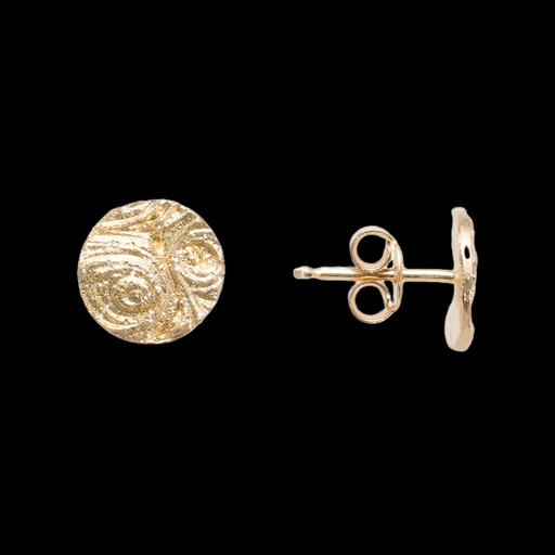 [L0522006G] Ronde mini gouden bewerkte oorbellen van 18kt