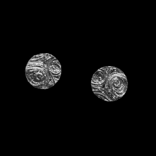 [L0223002] Ronde mini zilvergrijze bewerkte oorbellen