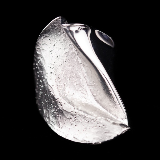 Brede chique zilveren ring, mat, gepolijst en gediamanteerd