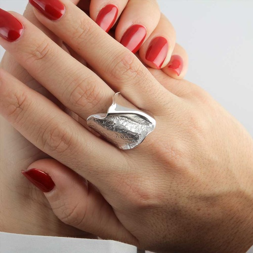 Chique zilveren ring, mat en gepolijst/ smallere versie