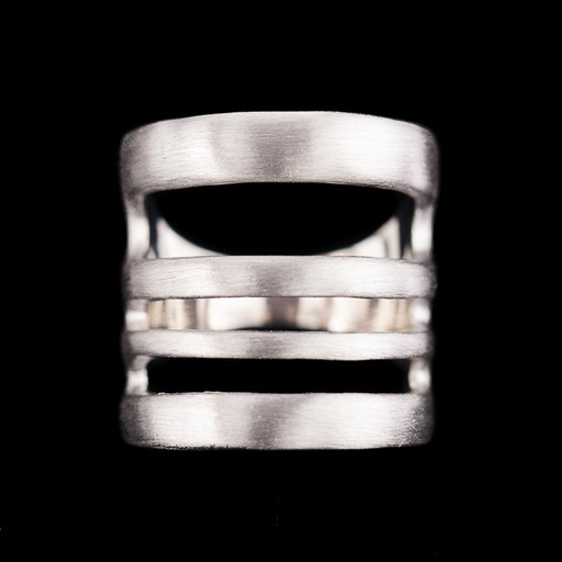 Gematteerde zilveren ring, 4 rijen