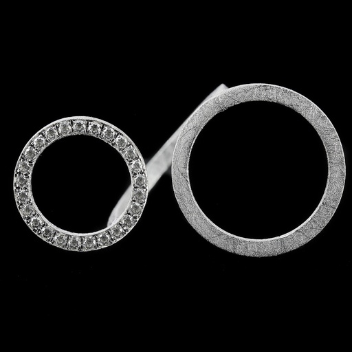 Grote zilveren ring met een kleine en grote cirkel