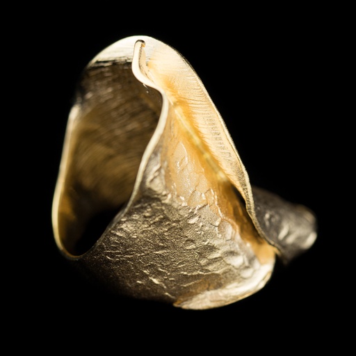 Matte brede gouden en golvende ring van 18kt