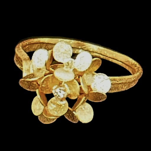 [ORI1022004] Verfijnde gouden bloemring van 18kt met een diamantje