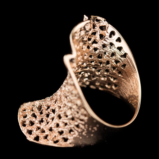 [PRE0617001_RG] Verfijnde rosé ring, gediamanteerd met gaatjes 18Kt Goud
