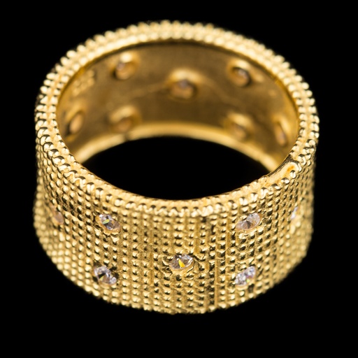 Vergulde brede ring met zirkonia