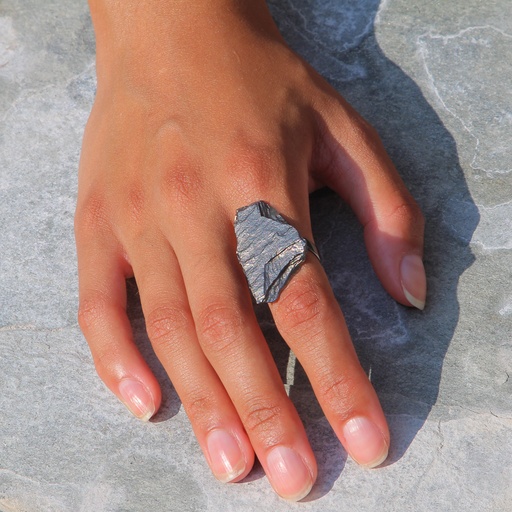 [PRE1118021.1] Steenvormige ring van donkergrijs zilver